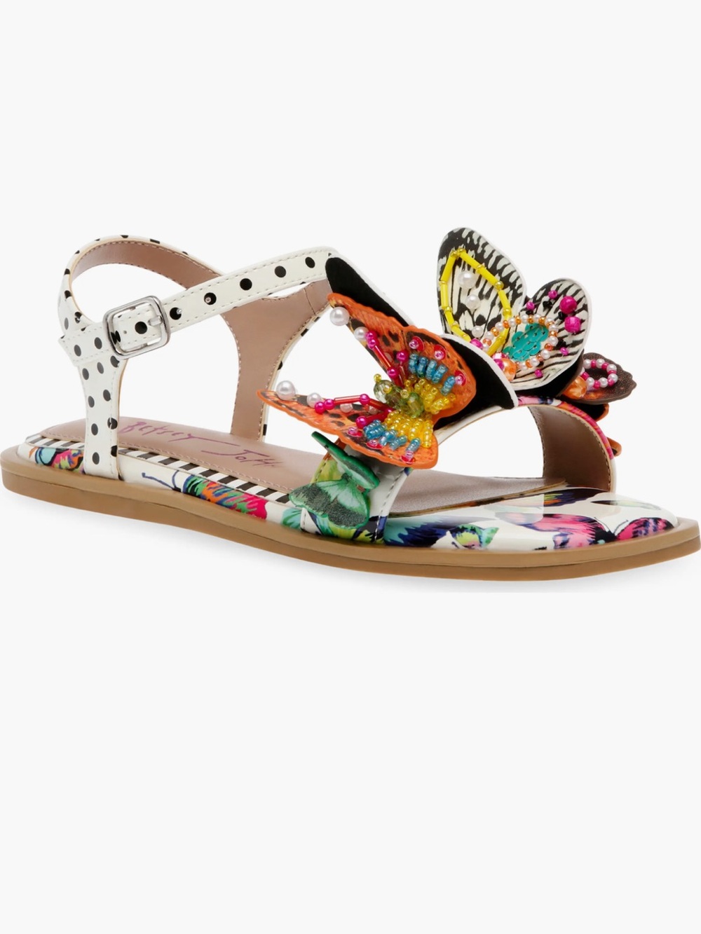 Betsey Johnson Kids Dacie Ankle Straps Butterfly Beaded Sandals Size 3